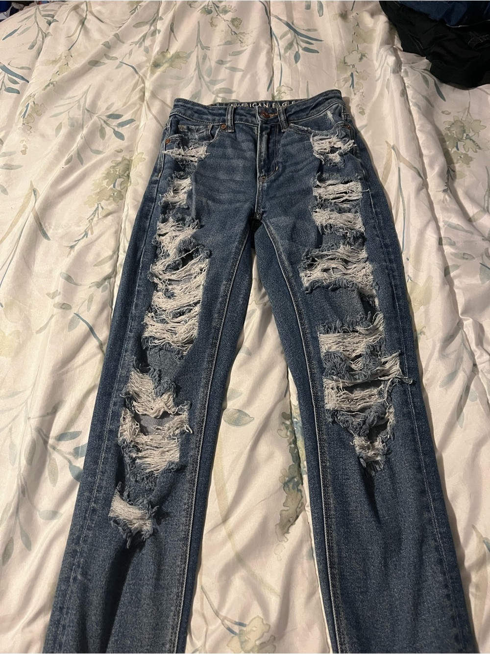 American Eagle Outfitters Ripped Skinny Jeans - Dark Blue